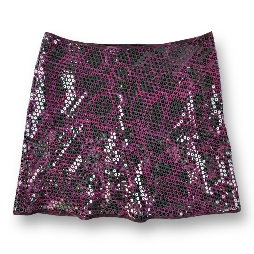 Vintage 90’s EXPRESS Sequin Mini Skirt in Black & Plum Size 1/2 (EUC)